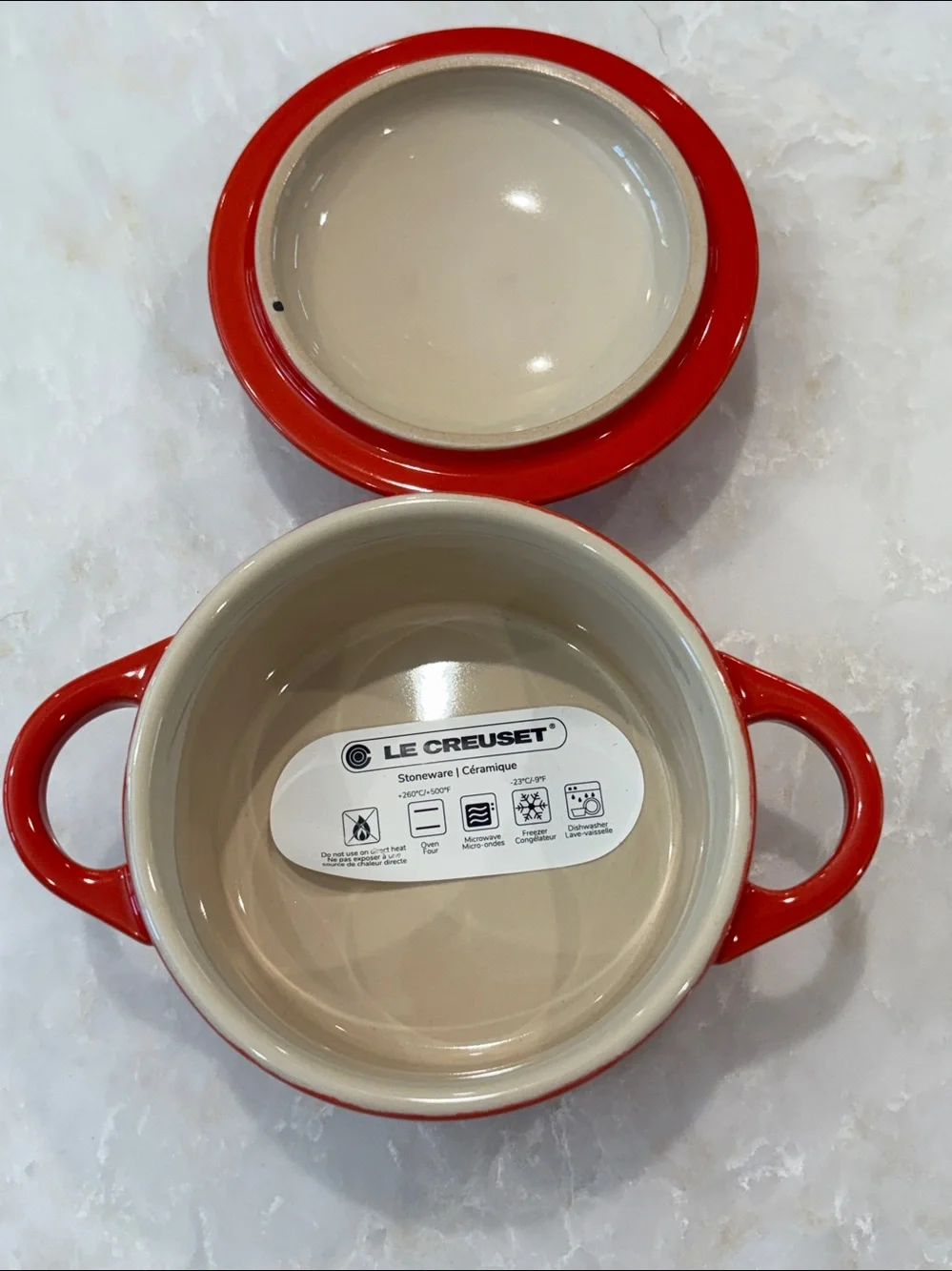 NWT Le Creuset Carmin Ceramic 10cm mini cocotte
